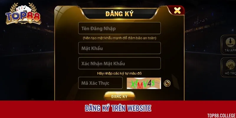 Thực hiện đăng ký nhanh chóng qua nền tảng website trên máy tính